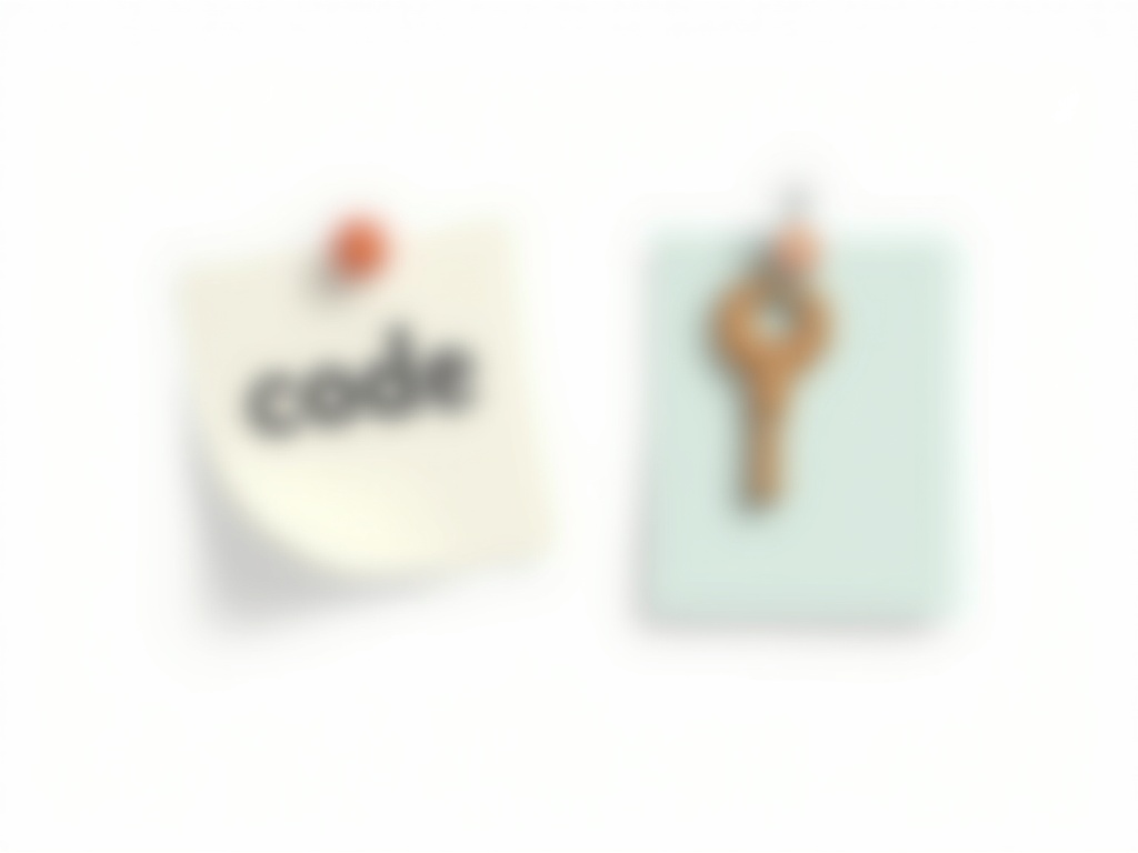 A crumpled sticky note with a texted code beside a neatly pinned passkey