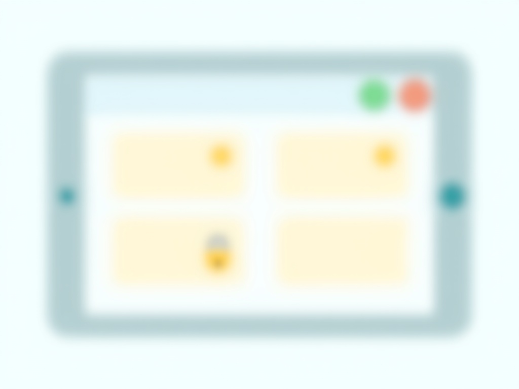 A read-only kanban board shown on a tablet with a small padlock icon