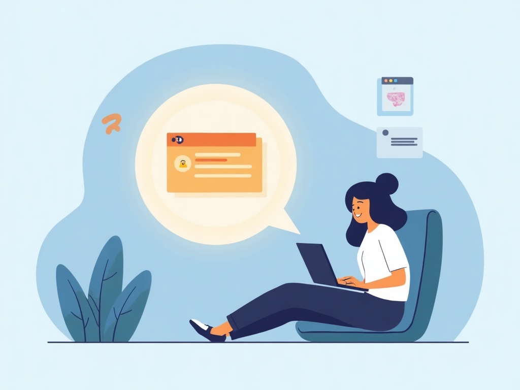 A person focused on one task inside a protected focus bubble while distractions wait outside