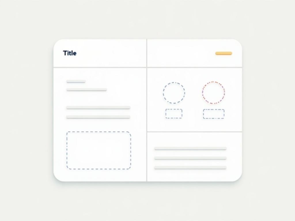 A blank reusable kanban card template with empty zones for a title, owner, date, tags, and a short checklist