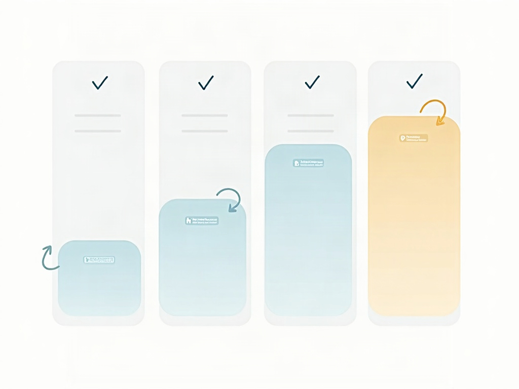A four-column kanban board with cards moving to done and recurring-cycle arrows on some cards