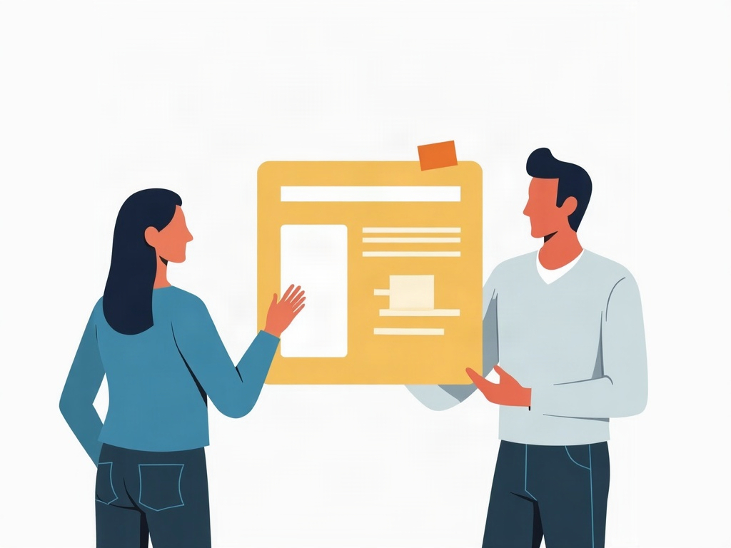 Illustration of a short handoff note attached to a card before it is passed on