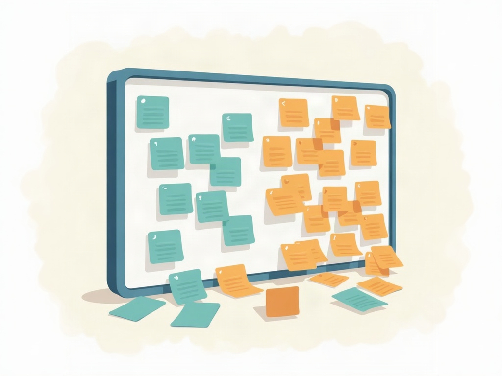 A single kanban board overcrowded with cards spilling past its edges